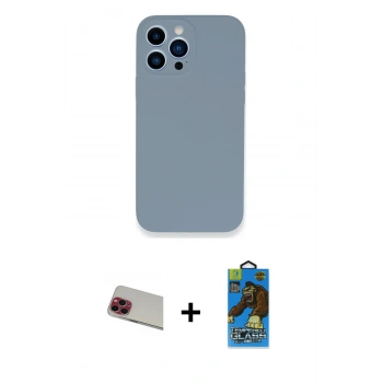 MARSİLYAN™- iPhone 13 Pro Max Kılıf Zirve Modern Özel Seri - Siyah 18D Cam Ekran Koruyucu + Rainbow Kamera Lens Koruma Cam - KI