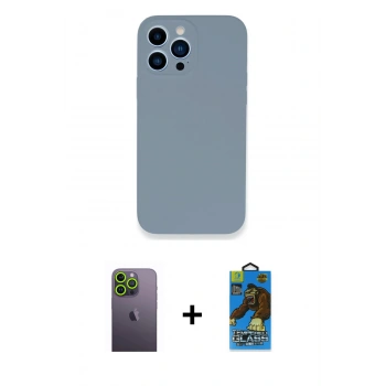 MARSİLYAN™- iPhone 13 Pro Max Kılıf Zirve Modern Özel Seri - Siyah 18D Cam Ekran Koruyucu + Neon Fosforlu Kamera Lens - YL