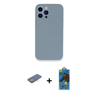 MARSİLYAN™- iPhone 13 Pro Max Kılıf Zirve Modern Özel Seri - Siyah 18D Cam Ekran Koruyucu + Renkli Kamera Lens Koruma Cam - PE