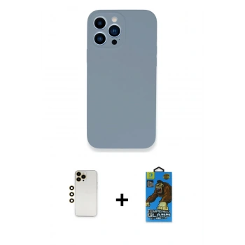 MARSİLYAN™- iPhone 13 Pro Max Kılıf Zirve Modern Özel Seri - Siyah 18D Cam Ekran Koruyucu + Shine Kamera Lens - GD
