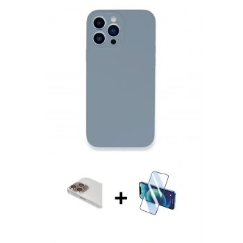 MARSİLYAN™- iPhone 13 Pro Max Kılıf Zirve Modern Özel Seri - Siyah 3D Antistatik Cam Ekran Koruyucu + Pers Alüminyum Kamera Lens - GD