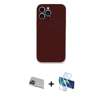 MARSİLYAN™- iPhone 13 Pro Max Kılıf Zirve Modern Özel Seri - Siyah 3D Antistatik Cam Ekran Koruyucu + Rainbow Kamera Lens Koruma Cam - MI