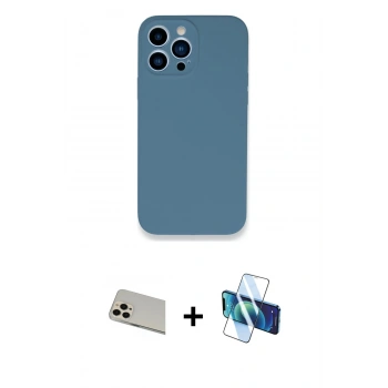 MARSİLYAN™- iPhone 13 Pro Max Kılıf Zirve Modern Özel Seri - Siyah 3D Antistatik Cam Ekran Koruyucu + Rainbow Kamera Lens Koruma Cam - REGD