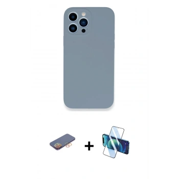 MARSİLYAN™- iPhone 13 Pro Max Kılıf Zirve Modern Özel Seri - Siyah 3D Antistatik Cam Ekran Koruyucu + Renkli Kamera Lens Koruma Cam - TU