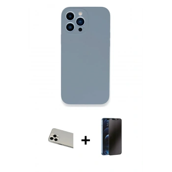 MARSİLYAN™- iPhone 13 Pro Max Kılıf Zirve Modern Özel Seri - Siyah 3D Antistatik Hayalet Cam Ekran Koruyucu + Rainbow Kamera Lens Koruma Cam - BZ