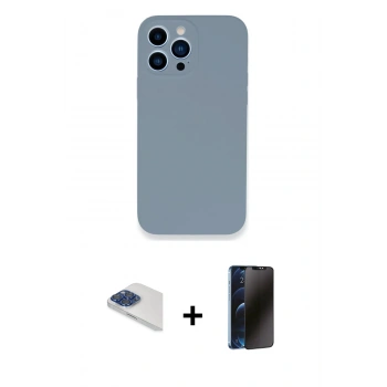 MARSİLYAN™- iPhone 13 Pro Max Kılıf Zirve Modern Özel Seri - Siyah 3D Antistatik Hayalet Cam Ekran Koruyucu + Pers Alüminyum Kamera Lens - LT