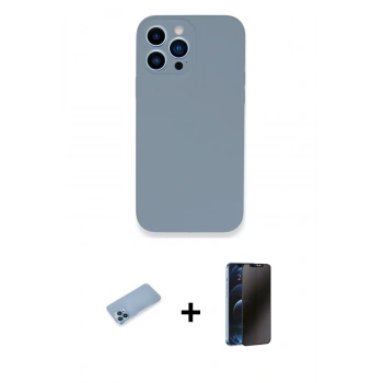 MARSİLYAN™- iPhone 13 Pro Max Kılıf Zirve Modern Özel Seri - Siyah 3D Antistatik Hayalet Cam Ekran Koruyucu + Shine Kamera Lens Koruma Cam - MI