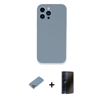 MARSİLYAN™- iPhone 13 Pro Max Kılıf Zirve Modern Özel Seri - Siyah 3D Antistatik Hayalet Cam Ekran Koruyucu + Shine Kamera Lens Koruma Cam - GI