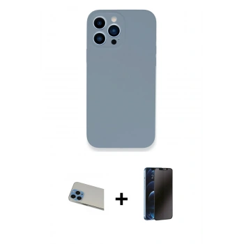 MARSİLYAN™- iPhone 13 Pro Max Kılıf Zirve Modern Özel Seri - Siyah 3D Antistatik Hayalet Cam Ekran Koruyucu + Rainbow Kamera Lens Koruma Cam - MI