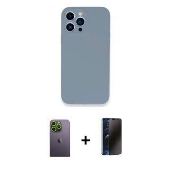 MARSİLYAN™- iPhone 13 Pro Max Kılıf Zirve Modern Özel Seri - Siyah 3D Antistatik Hayalet Cam Ekran Koruyucu + Neon Fosforlu Kamera Lens - YL