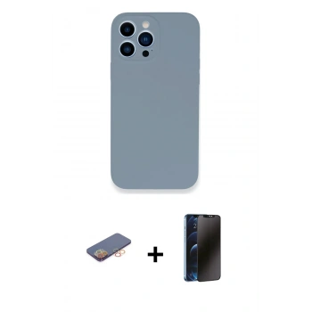 MARSİLYAN™- iPhone 13 Pro Max Kılıf Zirve Modern Özel Seri - Siyah 3D Antistatik Hayalet Cam Ekran Koruyucu + Renkli Kamera Lens Koruma Cam - TU