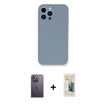 MARSİLYAN™- iPhone 13 Pro Max Kılıf Zirve Modern Özel Seri - Siyah 6D Mat Seramik Hayalet Nano Ekran Koruyucu + Neon Fosforlu Kamera Lens - BZ