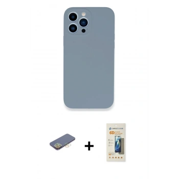 MARSİLYAN™- iPhone 13 Pro Max Kılıf Zirve Modern Özel Seri - Siyah 6D Mat Seramik Hayalet Nano Ekran Koruyucu + Renkli Kamera Lens Koruma Cam - SI