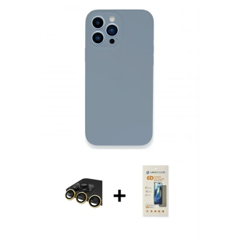 MARSİLYAN™- iPhone 13 Pro Max Kılıf Zirve Modern Özel Seri - Siyah 6D Mat Seramik Hayalet Nano Ekran Koruyucu + Raze Metal Kamera Lens - GD
