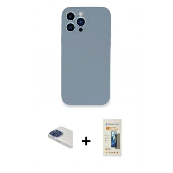 MARSİLYAN™- iPhone 13 Pro Max Kılıf Zirve Modern Özel Seri - Siyah 6D Mat Seramik Hayalet Nano Ekran Koruyucu + Pers Alüminyum Kamera Lens - LT