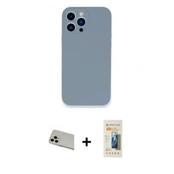 MARSİLYAN™- iPhone 13 Pro Max Kılıf Zirve Modern Özel Seri - Siyah 6D Mat Seramik Hayalet Nano Ekran Koruyucu + Rainbow Kamera Lens Koruma Cam - REGD