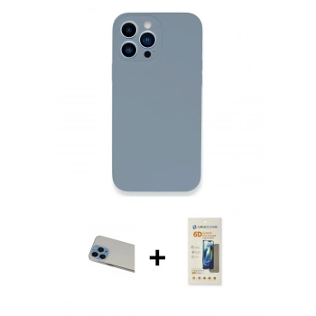 MARSİLYAN™- iPhone 13 Pro Max Kılıf Zirve Modern Özel Seri - Siyah 6D Mat Seramik Hayalet Nano Ekran Koruyucu + Rainbow Kamera Lens Koruma Cam - MI