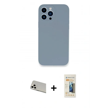 MARSİLYAN™- iPhone 13 Pro Max Kılıf Zirve Modern Özel Seri - Siyah 6D Mat Seramik Hayalet Nano Ekran Koruyucu + Rainbow Kamera Lens Koruma Cam - BZ