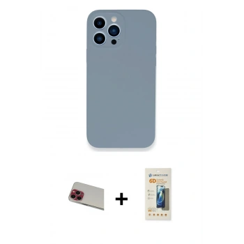MARSİLYAN™- iPhone 13 Pro Max Kılıf Zirve Modern Özel Seri - Siyah 6D Mat Seramik Hayalet Nano Ekran Koruyucu + Rainbow Kamera Lens Koruma Cam - KI