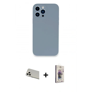 MARSİLYAN™- iPhone 13 Pro Max Kılıf Zirve Modern Özel Seri - Siyah Bilvis 3D Cam Ekran Koruyucu + Rainbow Kamera Lens Koruma Cam - BZ