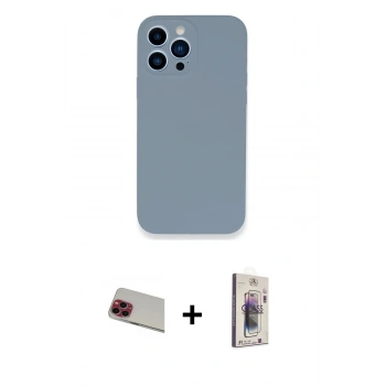 MARSİLYAN™- iPhone 13 Pro Max Kılıf Zirve Modern Özel Seri - Siyah Bilvis 3D Cam Ekran Koruyucu + Rainbow Kamera Lens Koruma Cam - KI
