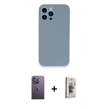 MARSİLYAN™- iPhone 13 Pro Max Kılıf Zirve Modern Özel Seri - Siyah Bilvis 3D Cam Ekran Koruyucu + Neon Fosforlu Kamera Lens - BZ