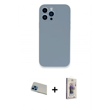 MARSİLYAN™- iPhone 13 Pro Max Kılıf Zirve Modern Özel Seri - Siyah Bilvis 3D Cam Ekran Koruyucu + Rainbow Kamera Lens Koruma Cam - MI