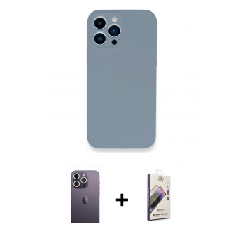 MARSİLYAN™- iPhone 13 Pro Max Kılıf Zirve Modern Özel Seri - Siyah Bilvis 3D Mat Cam Ekran Koruyucu + Neon Fosforlu Kamera Lens - BZ