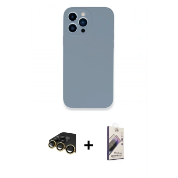 MARSİLYAN™- iPhone 13 Pro Max Kılıf Zirve Modern Özel Seri - Siyah Bilvis 3D Mat Cam Ekran Koruyucu + Raze Metal Kamera Lens - GD