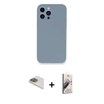 MARSİLYAN™- iPhone 13 Pro Max Kılıf Zirve Modern Özel Seri - Siyah Bilvis 3D Mat Cam Ekran Koruyucu + Pers Alüminyum Kamera Lens - GD