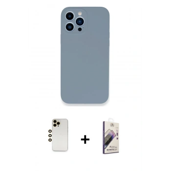 MARSİLYAN™- iPhone 13 Pro Max Kılıf Zirve Modern Özel Seri - Siyah Bilvis 3D Mat Cam Ekran Koruyucu + Shine Kamera Lens - GD