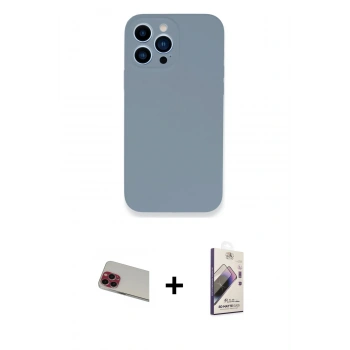 MARSİLYAN™- iPhone 13 Pro Max Kılıf Zirve Modern Özel Seri - Siyah Bilvis 3D Mat Cam Ekran Koruyucu + Rainbow Kamera Lens Koruma Cam - KI