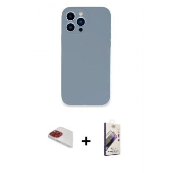 MARSİLYAN™- iPhone 13 Pro Max Kılıf Zirve Modern Özel Seri - Siyah Bilvis 3D Mat Cam Ekran Koruyucu + Pers Alüminyum Kamera Lens - KI