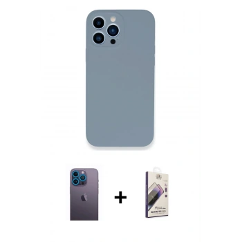 MARSİLYAN™- iPhone 13 Pro Max Kılıf Zirve Modern Özel Seri - Siyah Bilvis 3D Mat Cam Ekran Koruyucu + Neon Fosforlu Kamera Lens - MI