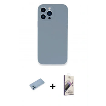 MARSİLYAN™- iPhone 13 Pro Max Kılıf Zirve Modern Özel Seri - Siyah Bilvis 3D Mat Cam Ekran Koruyucu + Shine Kamera Lens Koruma Cam - MI