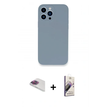 MARSİLYAN™- iPhone 13 Pro Max Kılıf Zirve Modern Özel Seri - Siyah Bilvis 3D Mat Cam Ekran Koruyucu + Pers Alüminyum Kamera Lens - GI