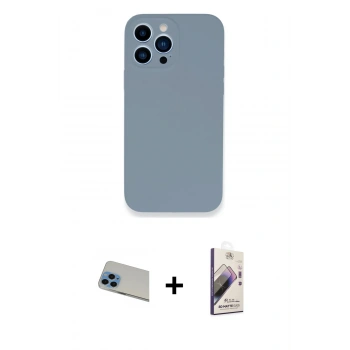 MARSİLYAN™- iPhone 13 Pro Max Kılıf Zirve Modern Özel Seri - Siyah Bilvis 3D Mat Cam Ekran Koruyucu + Rainbow Kamera Lens Koruma Cam - MI