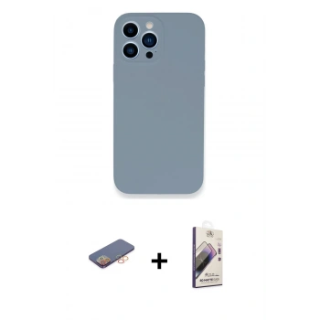 MARSİLYAN™- iPhone 13 Pro Max Kılıf Zirve Modern Özel Seri - Siyah Bilvis 3D Mat Cam Ekran Koruyucu + Renkli Kamera Lens Koruma Cam - TU