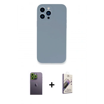MARSİLYAN™- iPhone 13 Pro Max Kılıf Zirve Modern Özel Seri - Siyah Bilvis 3D Mat Cam Ekran Koruyucu + Neon Fosforlu Kamera Lens - YL