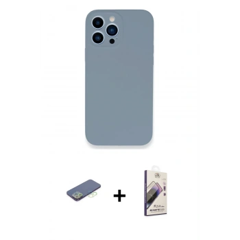 MARSİLYAN™- iPhone 13 Pro Max Kılıf Zirve Modern Özel Seri - Siyah Bilvis 3D Mat Cam Ekran Koruyucu + Renkli Kamera Lens Koruma Cam - YL