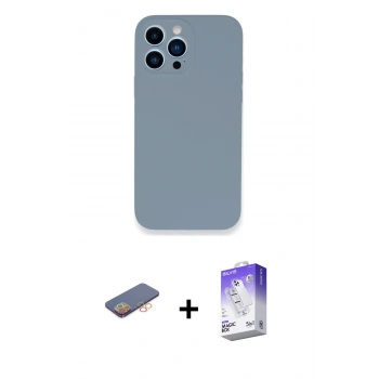 MARSİLYAN™- iPhone 13 Pro Max Kılıf Zirve Modern Özel Seri - Siyah Bilvis 5in1 3D Magic Cam Ekran Koruyucu + Renkli Kamera Lens Koruma Cam - TU