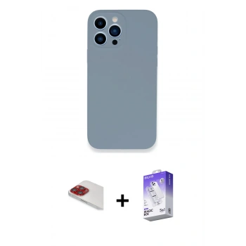 MARSİLYAN™- iPhone 13 Pro Max Kılıf Zirve Modern Özel Seri - Siyah Bilvis 5in1 3D Magic Cam Ekran Koruyucu + Pers Alüminyum Kamera Lens - KI