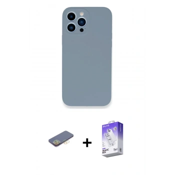 MARSİLYAN™- iPhone 13 Pro Max Kılıf Zirve Modern Özel Seri - Siyah Bilvis 5in1 3D Magic Cam Ekran Koruyucu + Renkli Kamera Lens Koruma Cam - SI
