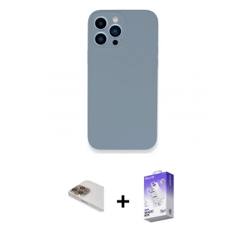 MARSİLYAN™- iPhone 13 Pro Max Kılıf Zirve Modern Özel Seri - Siyah Bilvis 5in1 3D Magic Cam Ekran Koruyucu + Pers Alüminyum Kamera Lens - GD