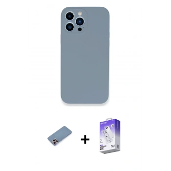MARSİLYAN™- iPhone 13 Pro Max Kılıf Zirve Modern Özel Seri - Siyah Bilvis 5in1 3D Magic Cam Ekran Koruyucu + Shine Kamera Lens Koruma Cam - PE