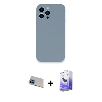 MARSİLYAN™- iPhone 13 Pro Max Kılıf Zirve Modern Özel Seri - Siyah Bilvis 5in1 5D Magic Hayalet Cam Ekran Koruyucu + Rainbow Kamera Lens Koruma Cam - MI