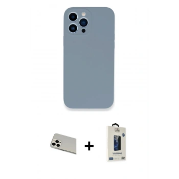 MARSİLYAN™- iPhone 13 Pro Max Kılıf Zirve Modern Özel Seri - Siyah Bilvis Hayalet Cam Ekran Koruyucu + Rainbow Kamera Lens Koruma Cam - BZ
