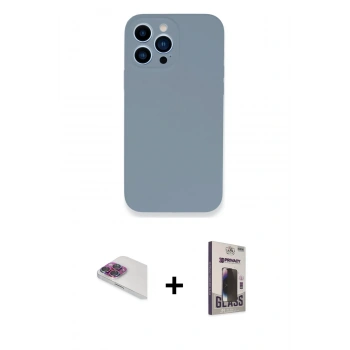 MARSİLYAN™- iPhone 13 Pro Max Kılıf Zirve Modern Özel Seri - Siyah Bilvis Hayalet Cam Ekran Koruyucu + Pers Alüminyum Kamera Lens - GI