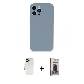 MARSİLYAN™- iPhone 13 Pro Max Kılıf Zirve Modern Özel Seri - Siyah Bilvis Hayalet Cam Ekran Koruyucu + Shine Kamera Lens - GD