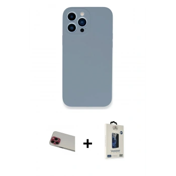 MARSİLYAN™- iPhone 13 Pro Max Kılıf Zirve Modern Özel Seri - Siyah Bilvis Hayalet Cam Ekran Koruyucu + Rainbow Kamera Lens Koruma Cam - KI